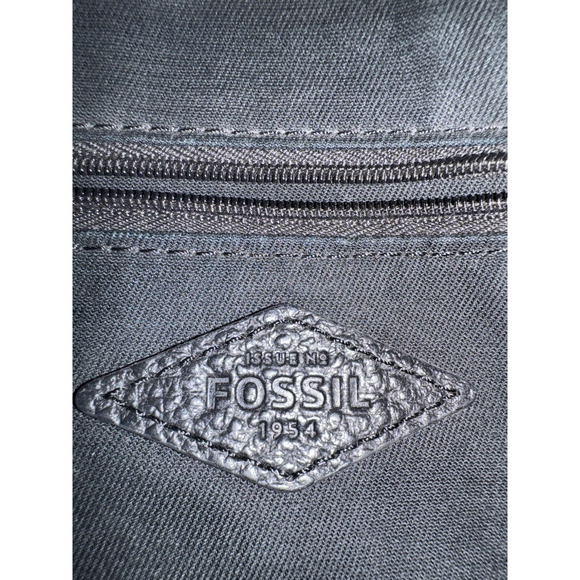 Fossil Crossbody Bag Messenger Black Tan Leather Top Zip Pockets Adjustable - Picture 15 of 16